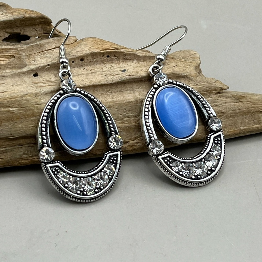 Elegant Blue and Silver Earrings